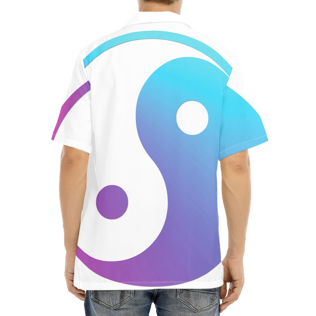 Purple And Blue Yin Yang Print Aloha Shirt
