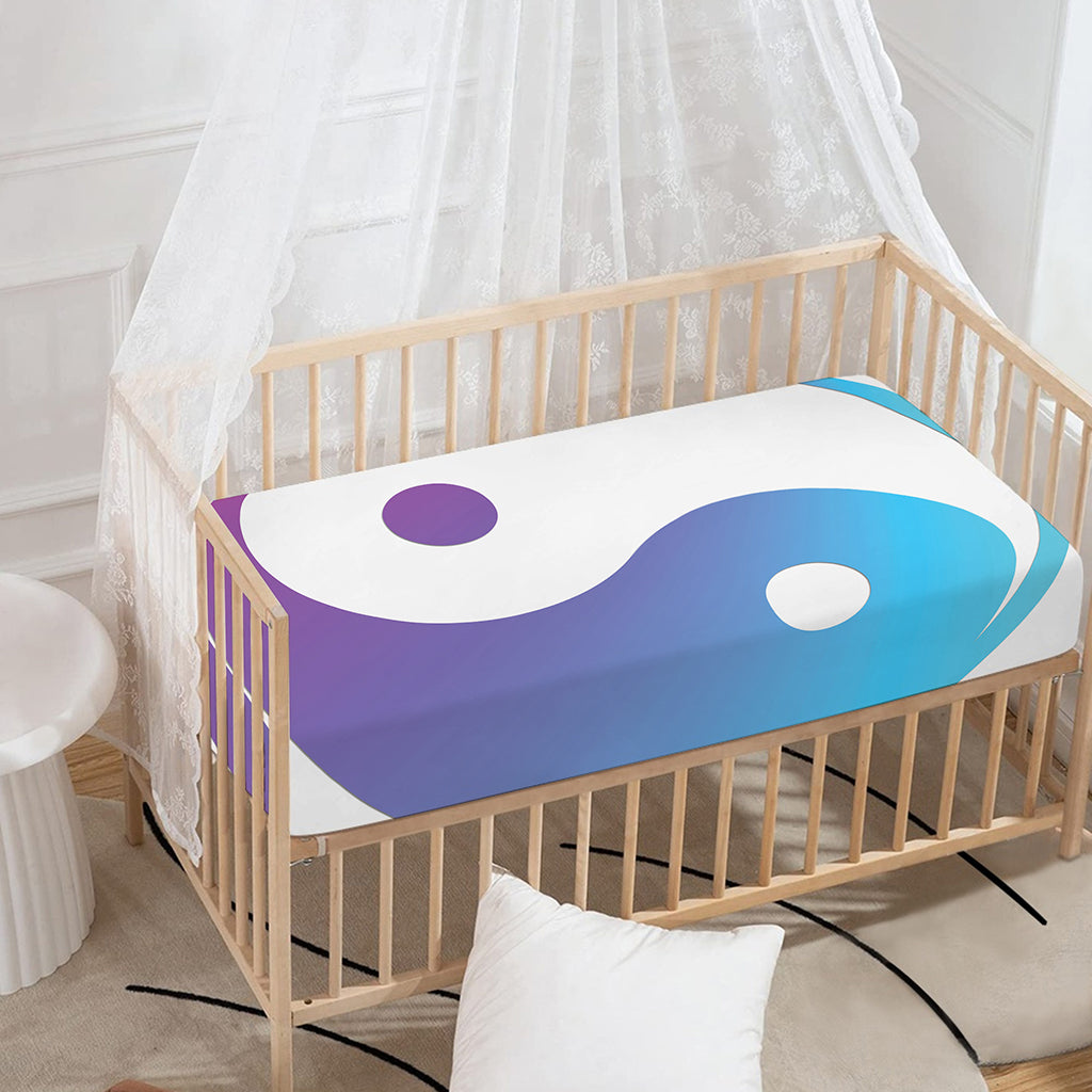 Purple And Blue Yin Yang Print Baby Crib Sheet