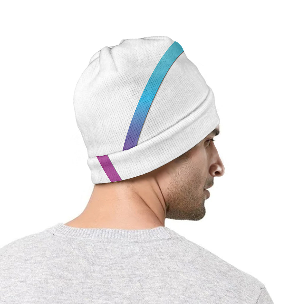 Purple And Blue Yin Yang Print Beanie
