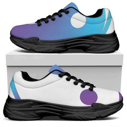 Purple And Blue Yin Yang Print Black Chunky Shoes