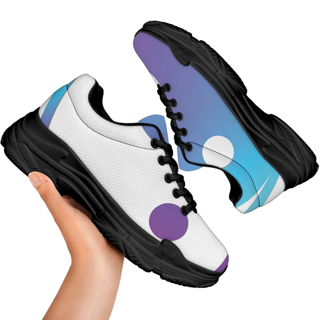 Purple And Blue Yin Yang Print Black Chunky Shoes