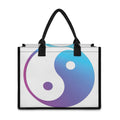 Purple And Blue Yin Yang Print Canvas Tote Bag