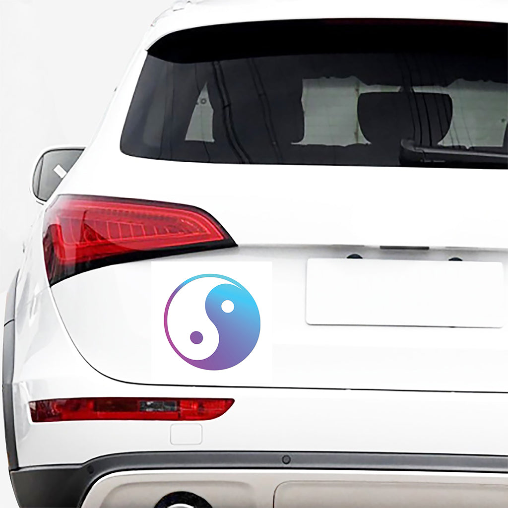 Purple And Blue Yin Yang Print Car Sticker