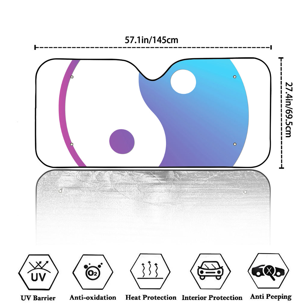 Purple And Blue Yin Yang Print Car Windshield Sun Shade
