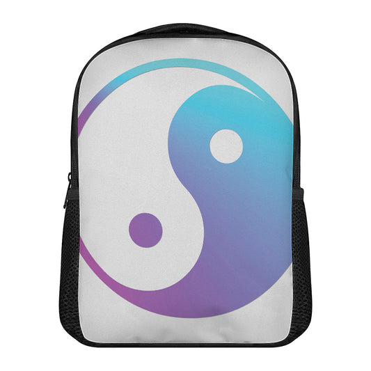 Purple And Blue Yin Yang Print Casual Backpack
