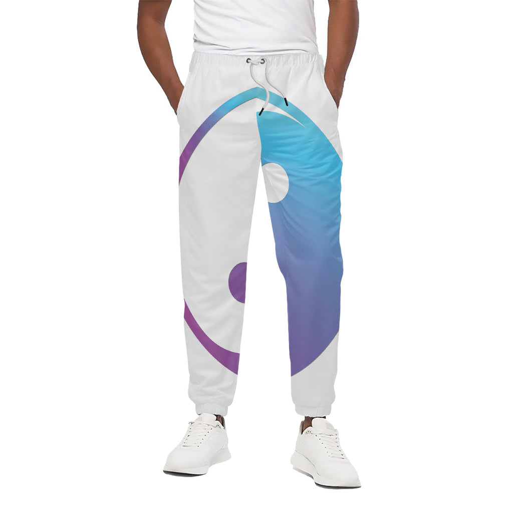 Purple And Blue Yin Yang Print Cotton Pants