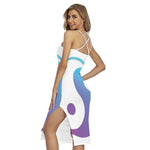 Purple And Blue Yin Yang Print Cross Back Cami Dress