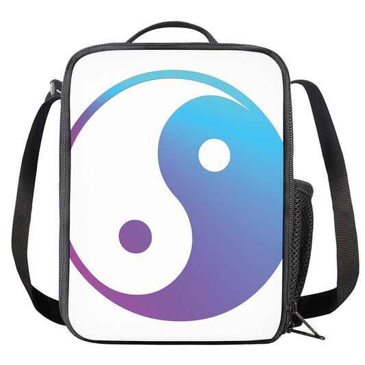 Purple And Blue Yin Yang Print Crossbody Lunch Bag