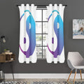 Purple And Blue Yin Yang Print Grommet Curtain Panels
