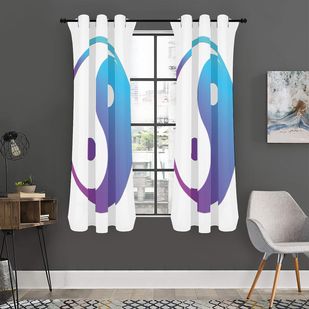 Purple And Blue Yin Yang Print Curtain
