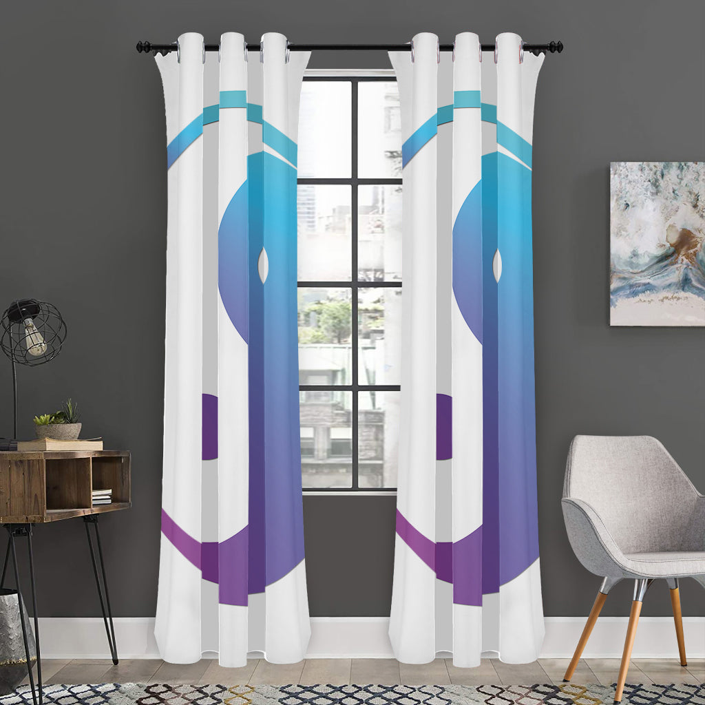 Purple And Blue Yin Yang Print Curtain