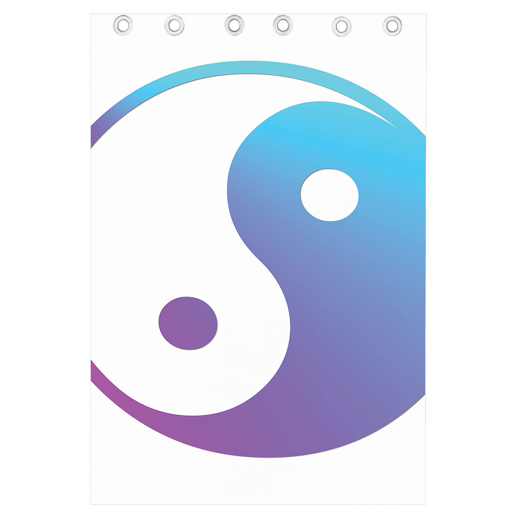 Purple And Blue Yin Yang Print Curtain