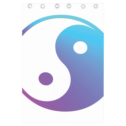 Purple And Blue Yin Yang Print Curtain