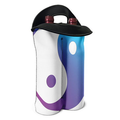 Purple And Blue Yin Yang Print Double Neoprene Wine Tote