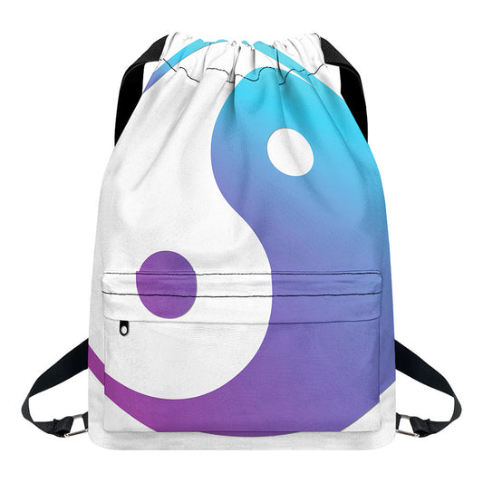 Purple And Blue Yin Yang Print Drawstring Backpack