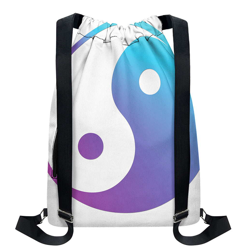 Purple And Blue Yin Yang Print Drawstring Backpack