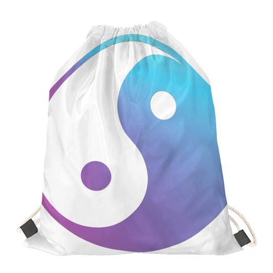 Purple And Blue Yin Yang Print Drawstring Bag