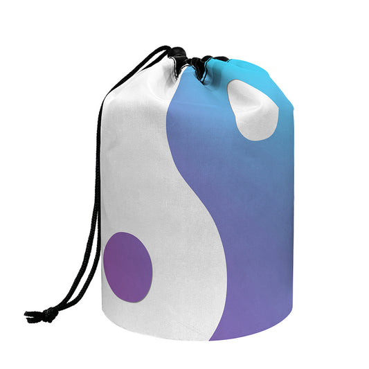 Purple And Blue Yin Yang Print Drawstring Makeup Bag