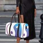 Purple And Blue Yin Yang Print Duffle Bag
