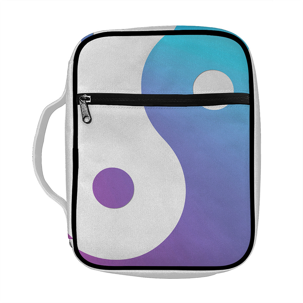 Purple And Blue Yin Yang Print Front Pocket Bible Bag