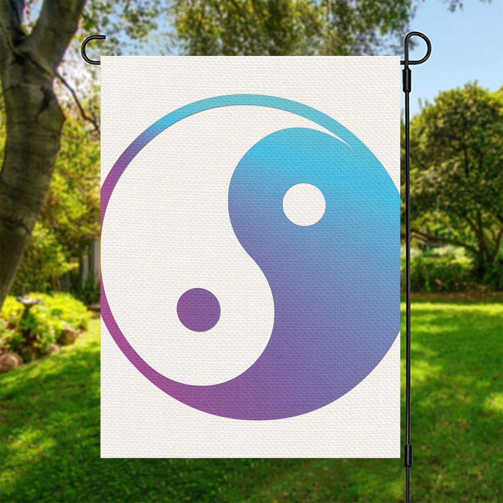 Purple And Blue Yin Yang Print Garden Flag