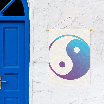 Purple And Blue Yin Yang Print Garden Flag