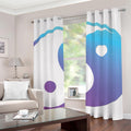 Purple And Blue Yin Yang Print Grommet Curtains