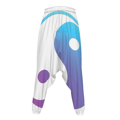 Purple And Blue Yin Yang Print Hammer Pants