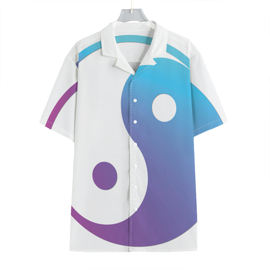 Purple And Blue Yin Yang Print Hawaiian Shirt