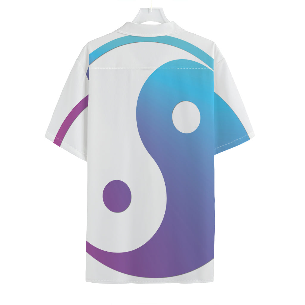 Purple And Blue Yin Yang Print Hawaiian Shirt