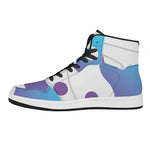 Purple And Blue Yin Yang Print High Top Leather Sneakers