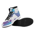 Purple And Blue Yin Yang Print High Top Leather Sneakers