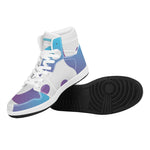 Purple And Blue Yin Yang Print High Top Leather Sneakers