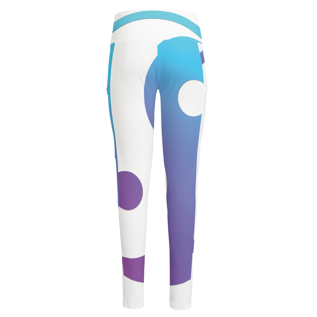 Purple And Blue Yin Yang Print High-Waisted Pocket Leggings