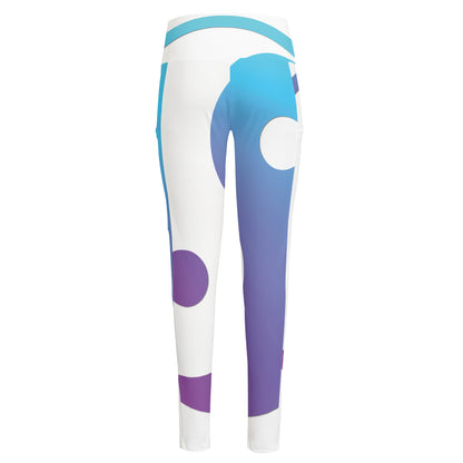 Purple And Blue Yin Yang Print High-Waisted Pocket Leggings