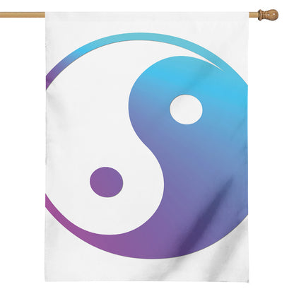 Purple And Blue Yin Yang Print House Flag