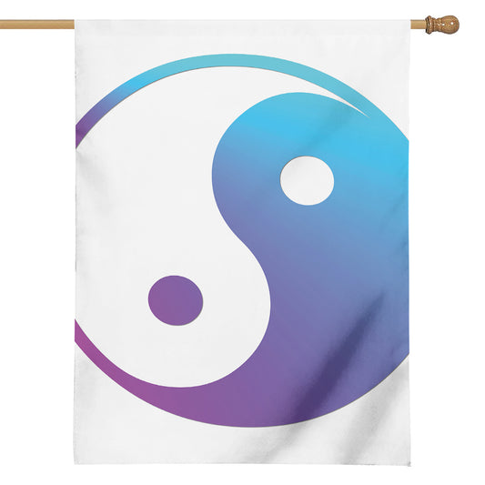 Purple And Blue Yin Yang Print House Flag