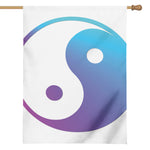 Purple And Blue Yin Yang Print House Flag