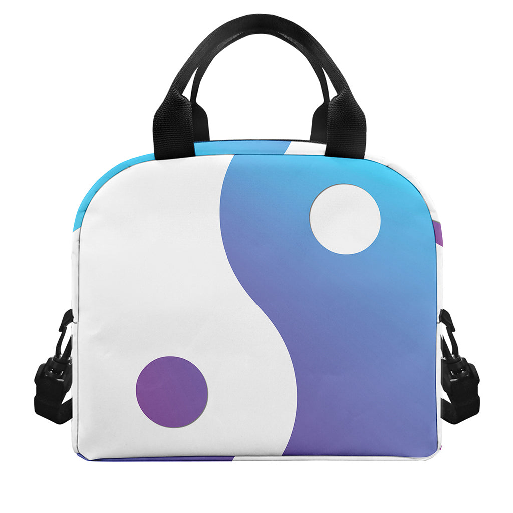 Purple And Blue Yin Yang Print Insulated Lunch Bag