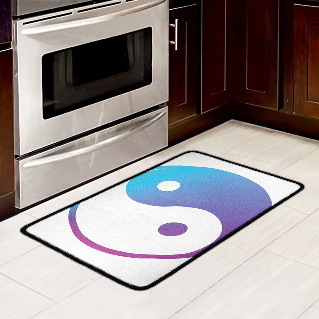 Purple And Blue Yin Yang Print Kitchen Mat