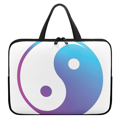 Purple And Blue Yin Yang Print Laptop Sleeve With Handle