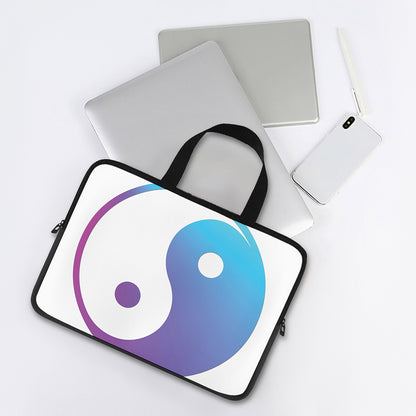 Purple And Blue Yin Yang Print Laptop Sleeve With Handle