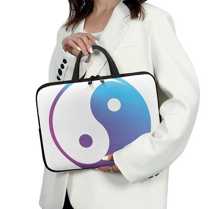 Purple And Blue Yin Yang Print Laptop Sleeve With Handle