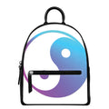 Purple And Blue Yin Yang Print Leather Backpack