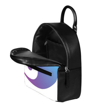 Purple And Blue Yin Yang Print Leather Backpack
