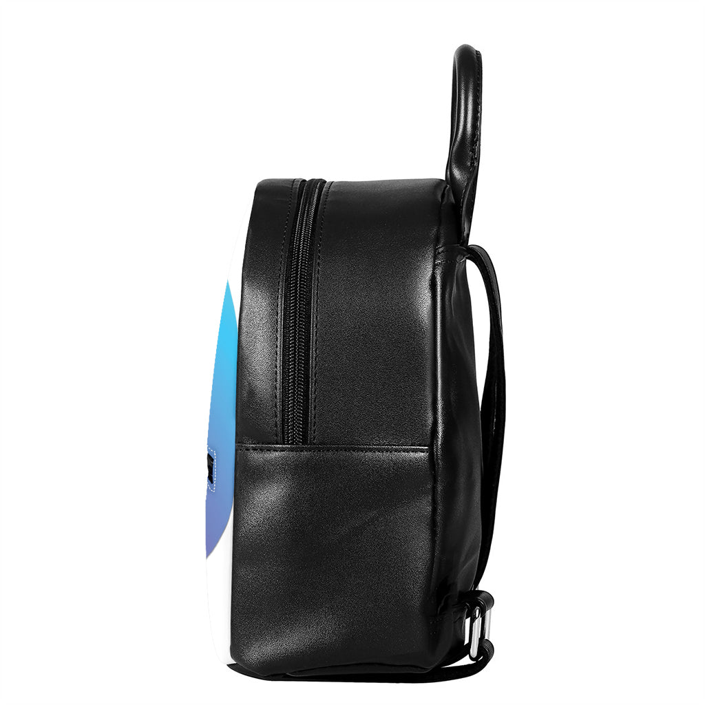 Purple And Blue Yin Yang Print Leather Backpack