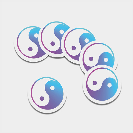 Purple And Blue Yin Yang Print Leather Coaster Set