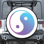 Purple And Blue Yin Yang Print Leather Spare Tire Cover