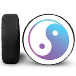 Purple And Blue Yin Yang Print Leather Spare Tire Cover