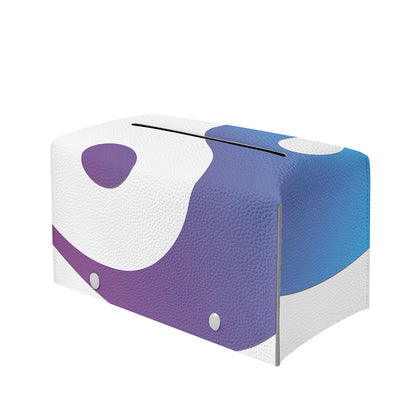Purple And Blue Yin Yang Print Leather Tissue Box Cover